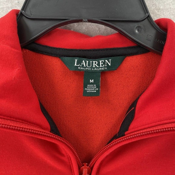 Lauren Ralph Lauren Jacket Womens Medium Red Pique‎ Jersey Knit Full Zip Pockets - Picture 4 of 13